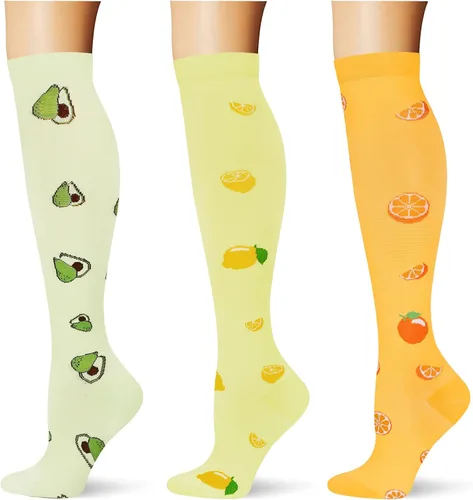 Miniatura 32 de (3 pares) Calcetines de compresión 20-30 mmHg, calcetines largos hasta la rodilla para mujeres y hombres, soporte atlético, para viajes y uso diario
