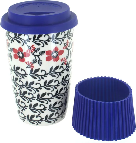 Miniatura 11 de Blue Rose Polish Pottery - Taza de café de viaje de mariposa amarilla y azul - 12 oz - Taza para llevar, se adapta a la mayoría de portavasos