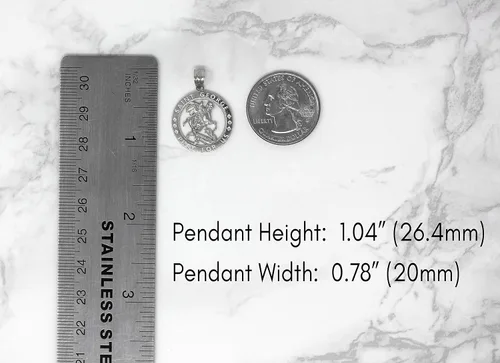 Miniatura 2 de CaliRoseJewelry Collar con dije redondo de plata de ley San Jorge Pray for Us