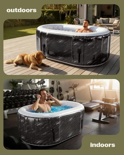 Miniatura 6 de Bañera de hielo mejorada XXL de 179 galones para atletismo de 6 pies 7 pulgadas, compatible con enfriador de agua, bañera de inmersión fría