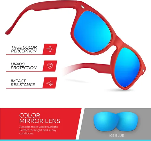 Miniatura 227 de Retro Rewind Lentes de sol para niños y niñas de 3 a 12 años, inastillables, UV400, lentes de sol para niños pequeños