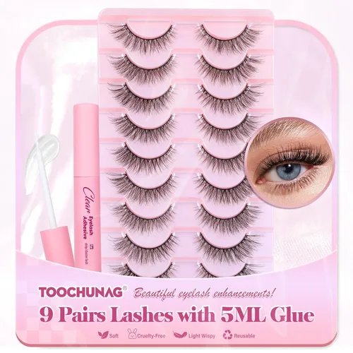 Miniatura 12 de TOOCHUNAG - Pestañas postizas esponjosas 8D de 20mm, pelo de visón sintético, pestañas naturales, gruesas, con volumen, ojo de gato, paquete de 7