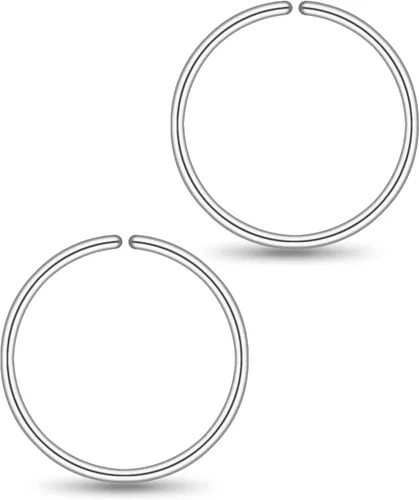 Miniatura 10 de Pequeños aretes de aro huggie de oro o plata de ley para mujeres y niñas, cartílago, nariz, hélix, tragus