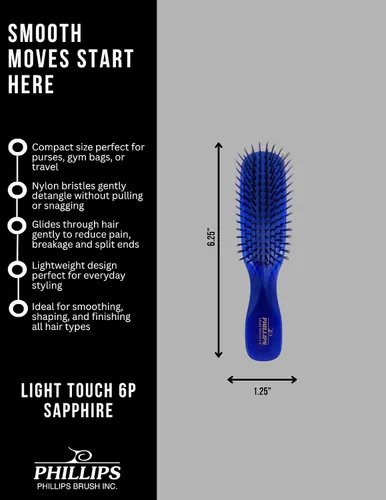 Miniatura 2 de Phillips Brush Sapphire Light Touch 6-P Cepillo de pelo (tamaño monedero) - Parte de la colección Light Touch Gem
