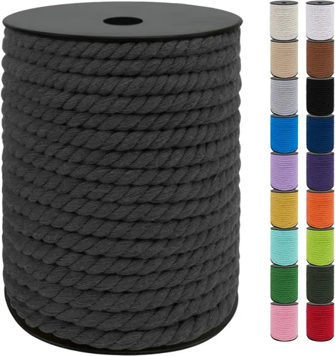 Miniatura 33 de JeogYong Cordón de macramé de 8mm, cuerda de lana de macramé de algodón natural de 131 pies, cordón de algodón trenzado de 3 hebras, hilo de macramé