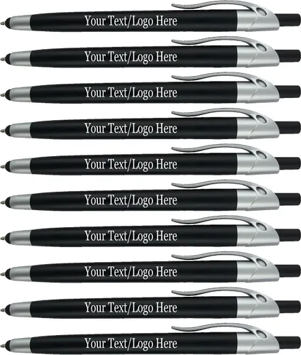 Miniatura 7 de Paquete de 300 bolígrafos personalizados con logotipo o texto, para marketing, fiestas y eventos, lápiz capacitivo 2 en 1 y bolígrafo compatible