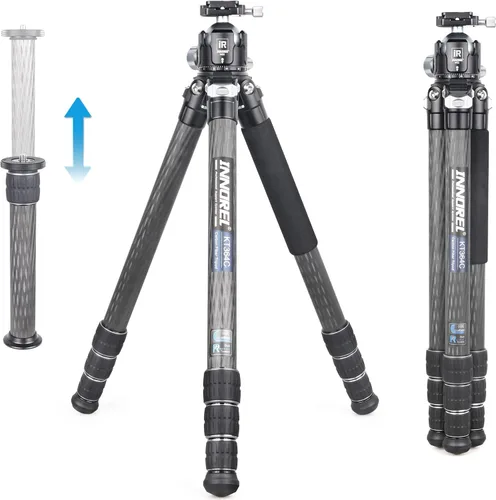 Miniatura 11 de INNOREL Trípode compacto de fibra de carbono de 10 capas KT404C Soporte de cámara profesional de tubo de 1.575 in resistente para videocámara