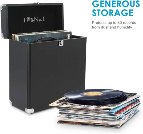 Miniatura 4 de LP&No.1 Estante de almacenamiento de discos de vinilo, caja de exhibición de discos, estuche móvil de almacenamiento de álbumes, capaz de acomodar