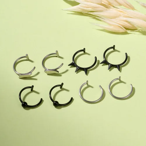 Miniatura 6 de Zolure Piercings Falsos de Labios Dientes de Vampiro Joyería de Piercings Falsos de Labios Aros Falsos de Mordida de Serpiente Joyería de Labios Sin