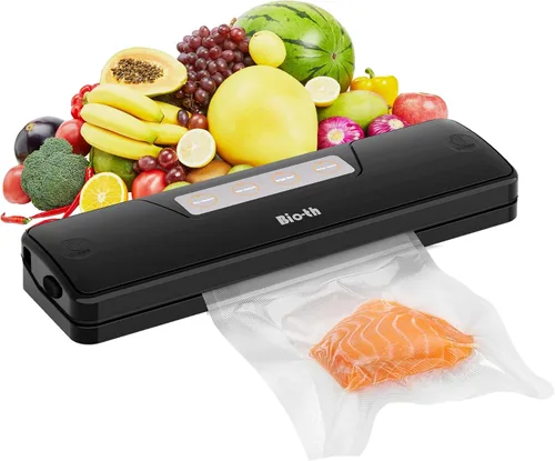Bio-th Máquina selladora al vacío para alimentos, modos secos y húmedos, compacta y potente, sellador de bolsas incluye 15 bolsas de sellado grandes