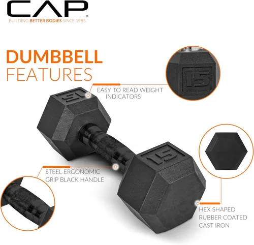 Miniatura 27 de CAP Barbell Juego de mancuernas hexagonales recubiertas de 150 libras con estante vertical Múltiples opciones Estante azul