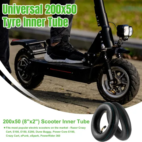 Miniatura 3 de Tubos interiores de 200x50, paquete de 2 tubos interiores de repuesto para scooter eléctrico de alta resistencia compatibles con Razor E100, E150