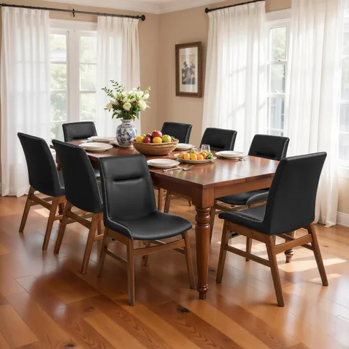 Miniatura 10 de SyMax Juego de 6 sillas de comedor de piel sintética con borde cosido, modernas sillas laterales de cocina de alta gama para dormitorio, sala