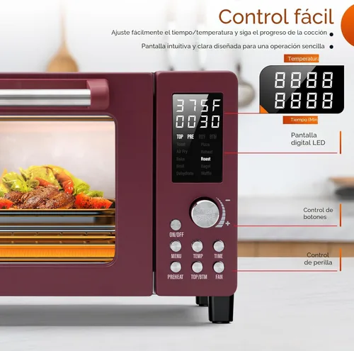 Miniatura 5 de Nuwave Bravo Pro Convección Freidora de Aire Tostador Horno Combo, 2025 Nuevo y Mejorado, 10-en-1, Controles de Temperatura 50°-450°F, Tecnología