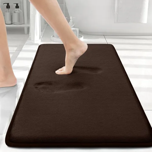 Smiry Tapete de baño de espuma viscoelástica de 30 x 20 pulgadas, extra suave y absorbente, antideslizante, lavable para suelo, ducha y bañera,