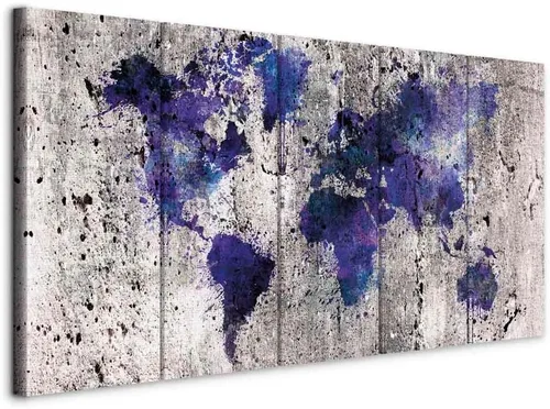 artgeist Lienzo decorativo para pared, mapa del mundo, 40 x 16 pulgadas, 5 unidades, decoración del hogar, enmarcado, estirado, foto, pintura,