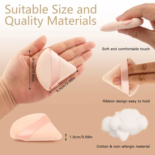 Miniatura 6 de EVAOUXIU - 2 piezas de polvo triangular para polvo facial, esponja suave de felpa, esponja cosmética de terciopelo, herramientas de maquillaje de 2