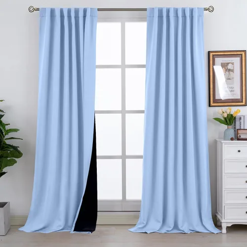 Miniatura 192 de BGment Cortinas 100% opacas beige de 63 pulgadas de largo con forro aislante térmico, bolsillo para varilla y lengüeta trasera de doble capa
