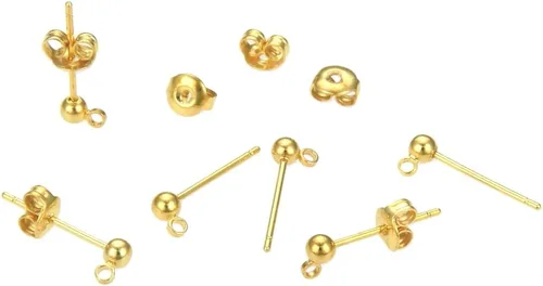 Adabele - 40 aretes hipoalergénicos resistentes al deslustre de 0.118 pulgadas (0.118 in), 40 piezas de dorso de tuerca chapado en oro amarillo de