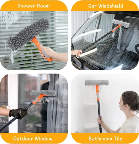 Miniatura 6 de Herramienta de limpieza de ventanas para el hogar, kit de escobilla de goma de 59.5'' para parabrisas de automóvil, puerta de ducha, limpieza