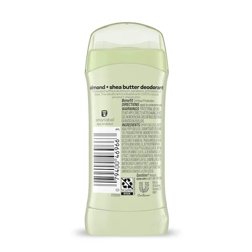 Miniatura 2 de Suave Desodorante sin aluminio para mujeres, protección contra olores las 24 horas, almendra y manteca de karité, libre de crueldad, 2.6 onzas