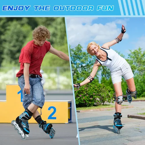 Miniatura 6 de Patines en línea ajustables para niños y adultos, patines al aire libre para principiantes con todas las ruedas iluminadas para niñas, niños, Azul