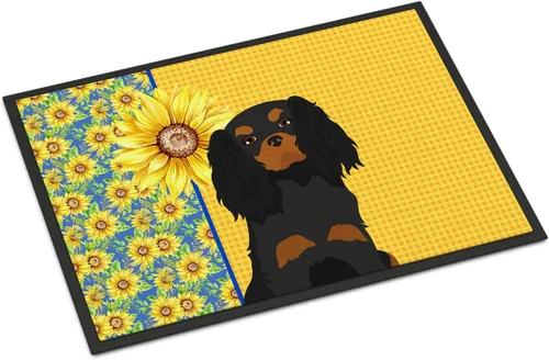Miniatura 213 de Caroline's Treasures WDK5313MAT Airedale Terrier - Tapete para puerta delantera de 18 x 27 pulgadas, diseño de girasoles de verano, para entrada