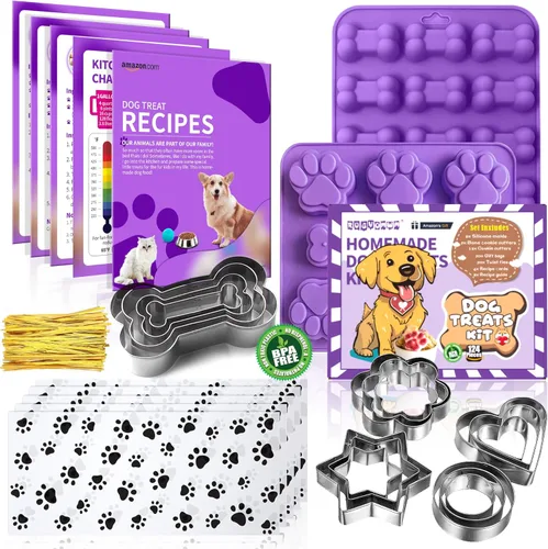 Miniatura 10 de Moldes de Silicona de Pata y Hueso de Cachorro, Moldes de Silicona Antiadherentes de Grado Alimenticio para Hornear, Cortadores de Galletas de Hueso