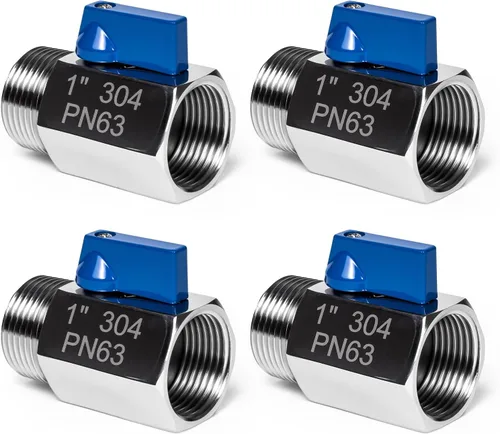 Miniatura 14 de Paquete de 2 válvulas de bola mini de 1", válvula de cierre de acero inoxidable 304 rosca NPT hembra x macho válvulas pequeñas para espacio compacto