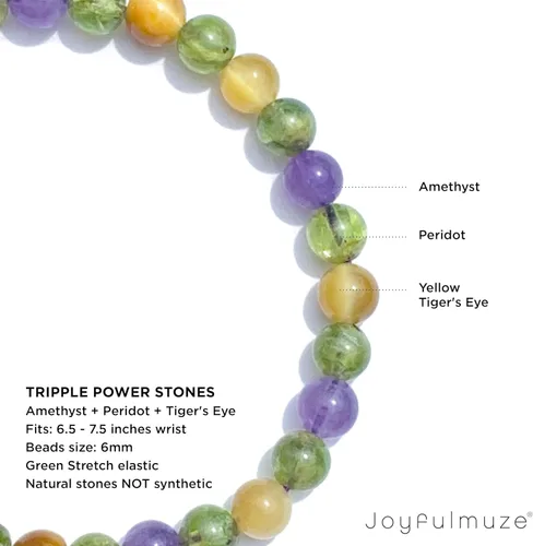 Miniatura 42 de Pulseras elásticas, piedras preciosas naturales, amatista, citrino, cuarzo rosa, cuarzo de cristal transparente, ojos de peridoto y teger, regalo