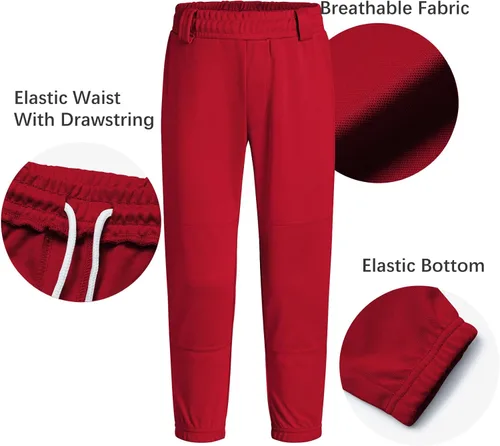 Miniatura 5 de QBK 2T3T4T5T Pantalones de béisbol para niños pequeños, pantalones de sóftbol para niños, pantalones de pelota para niño y niña
