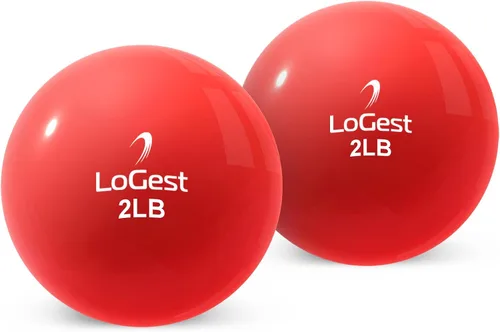 Miniatura 7 de Logest Par de pelotas de ejercicio de tonificación ponderada, bola medicinal de forma redonda, 1 libra, 2 libras, 3 libras, 4 libras, 5 libras, 6