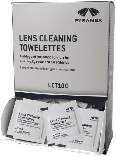 Pyramex Safety - Toallitas de limpieza de lentes empaquetadas individualmente, sin rayas, 100 piezas