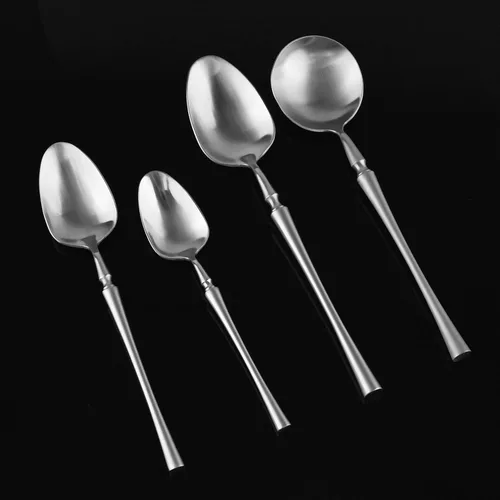 Miniatura 3 de Juego de 6 tenedores de postre de plata mate de 7.08 pulgadas de acero inoxidable con acabado satinado