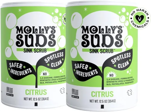 Molly's Suds Fregadero y multiuso | Elimina suavemente las manchas, elimina la grasa y la suciedad, elimina los arañazos | A base de plantas y