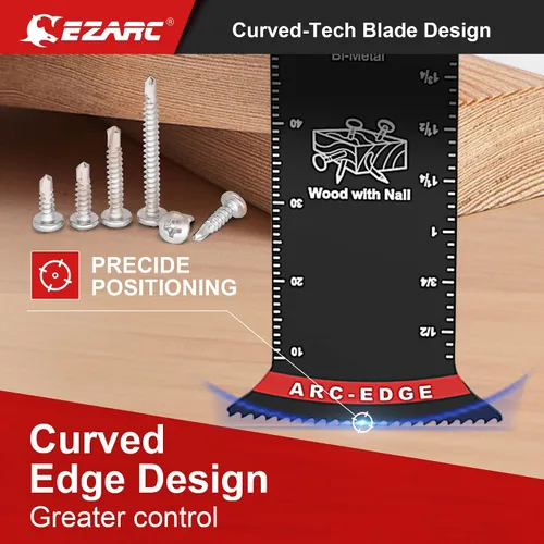 Miniatura 3 de EZARC Hojas de sierra oscilantes extralargas – 5 cuchillas multiherramienta bimetálicas con borde de arco, corte preciso para madera con clavos