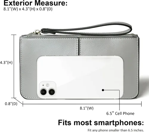 Miniatura 4 de Befen - Bolso clutch de mano de cuero con correa para teléfono celular, organizador de tarjetas