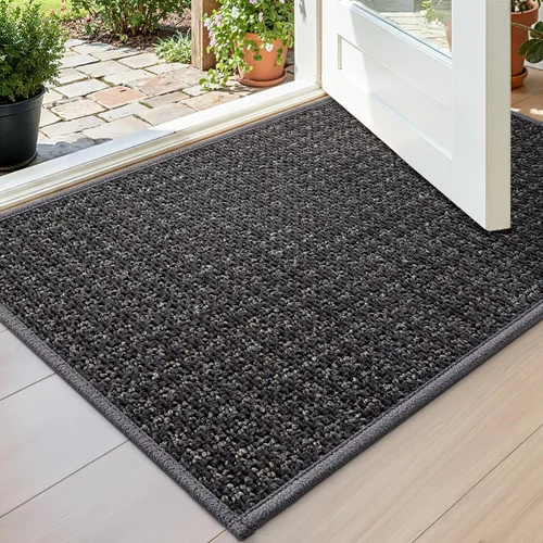 Miniatura 26 de DEXI Tapete para puerta delantera, 17 x 30 pulgadas, parte trasera de goma antideslizante, tapete de bajo perfil absorbente para la entrada