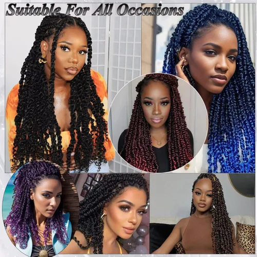 Miniatura 6 de Cabello de estilo Passion Twists de 14 pulgadas, cabello ondulado de ganchillo para mujeres negras, cabello rizado bohemio para trenzas de mariposa