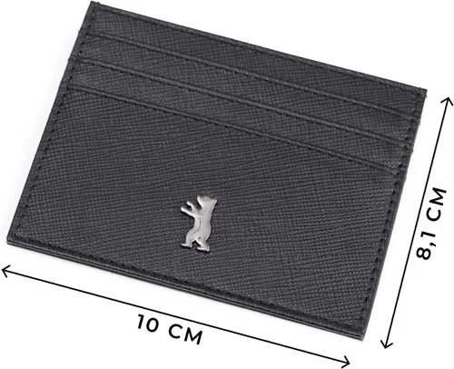 Miniatura 4 de BERLINER BAGS Funda de piel prémium para tarjetas, tarjetero con bloqueo RFID para hombres y mujeres, Negro -, Minimalista