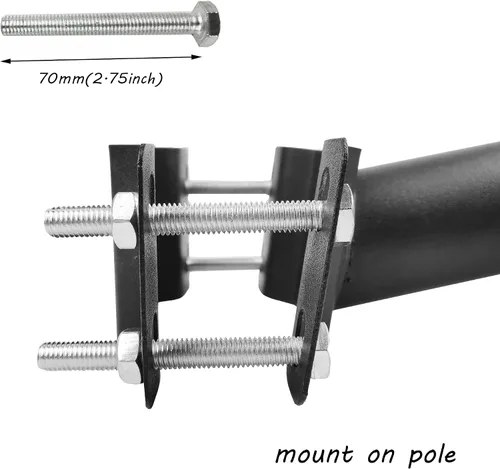 Miniatura 3 de Paquete de 2 Soportes de Montaje para Poste de Luz, Kit de Extensión de Soporte de Montaje para Poste Solar, Tubos de Metal Negro para Bandera