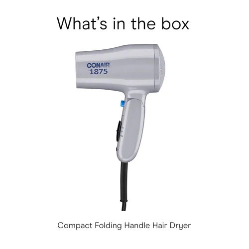 Miniatura 7 de Secador de pelo compacto Conair con mango plegable, secador de viaje de 1875 W con accesorios difusor y concentrador, 2 ajustes de calor y 2