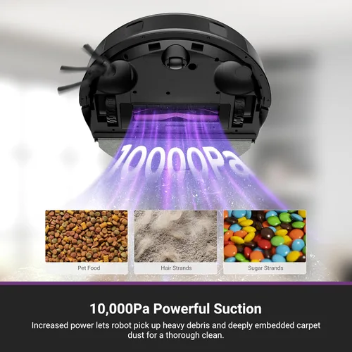 Miniatura 2 de Eureka E20 Evo Plus Robot Aspirador y Fregona, Aspirador Robot Limpiador de 10,000 Pa de Succión, Sin Bolsa, Estación de Vaciado Automático, Cepillo