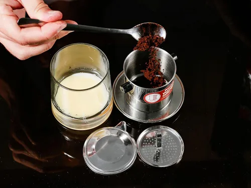 Miniatura 5 de Juego de filtros de café vietnamita También se le conoce como cafetera vietnamita o prensa extragrande, Acero inoxidable