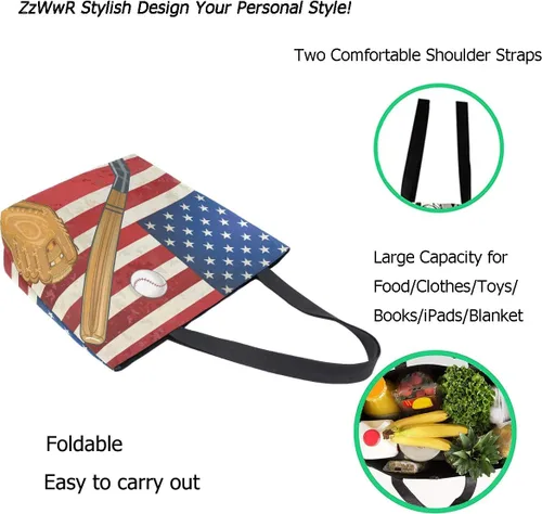 Miniatura 2 de ZzWwR Elegante bolsa de hombro extragrande con estampado para viajes a la playa, fin de semana, gimnasio, compras de comestibles.., Bandera