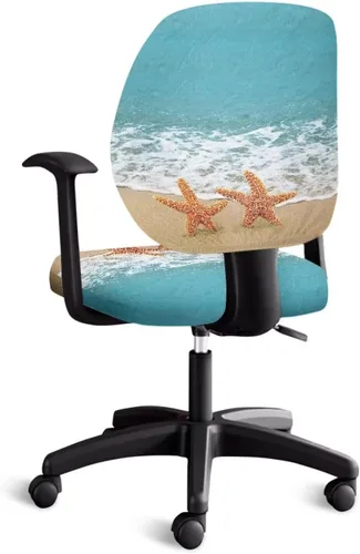Miniatura 2 de Talayituse - Funda para silla de oficina o computadora con estampado de estrellas de playa, funda de asiento dividida elástica, extraíble y lavable