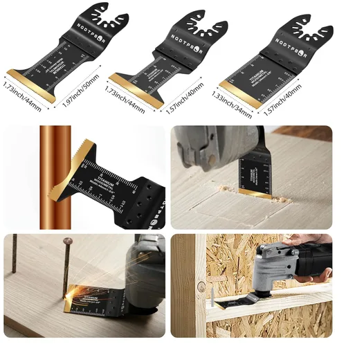 Miniatura 4 de 20 hojas de sierra oscilante de titanio, cuchillas oscilantes universales profesionales para uñas de metal, aluminio, cobre, metal y madera