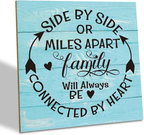 Miniatura 6 de Placa de Madera Familiar, "La Familia Significa Que Nadie Se Queda Atrás o Se Olvida", 15.7x15.7 cm Cartel de Arte de Mesa, Decoración de Cita