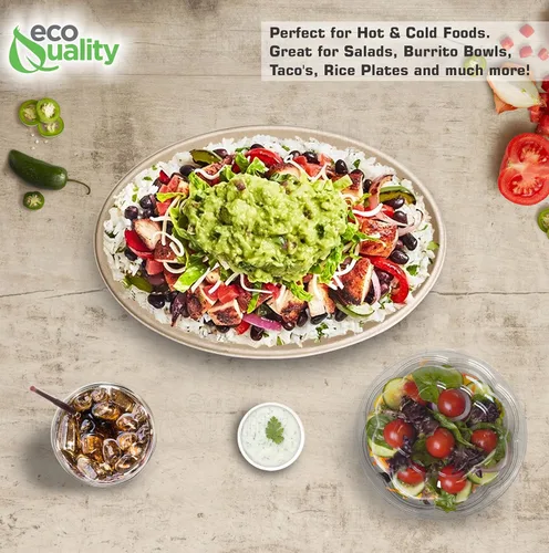 Miniatura 6 de Cuencos ovalados de papel compostable desechables de 32 onzas para burrito resistentes, ecológicos, cuencos ovalados de bagazo natural sin