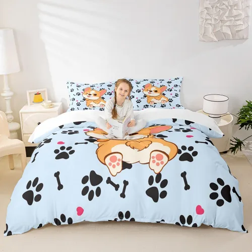 Miniatura 53 de Happy Camping - Juego de funda de edredón tamaño Queen, con temática de caravana de dibujos animados, estilo rústico, estilo granja, juego de ropa